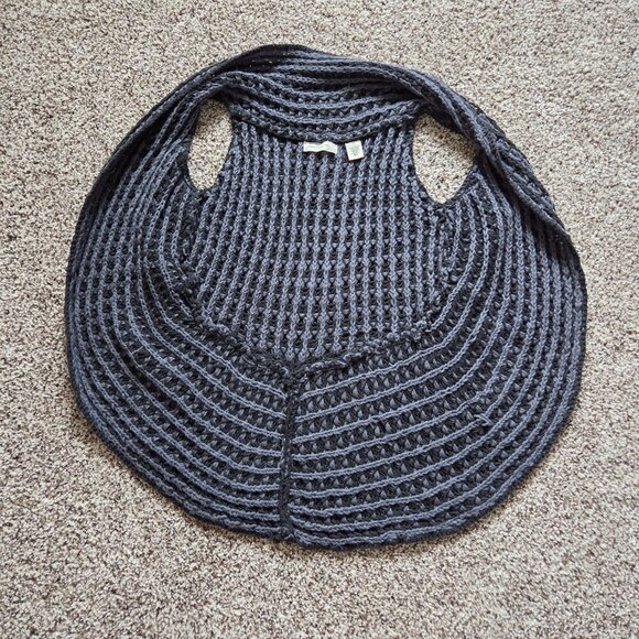 Sleeping On Snow Wool Blend Cardigan Womens S/M Sleeveless Black Chunky Wrap - Picture 3 of 7